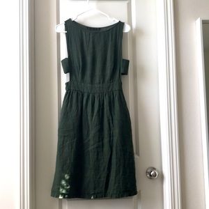 Zara linen dress in olive green with open sides